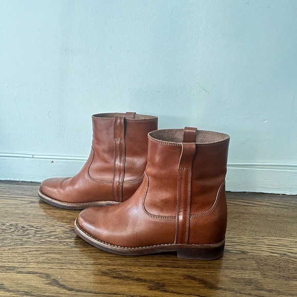 Isabel Marante Susee Cognac Leather Cropped Boots - Picture 2 of 9